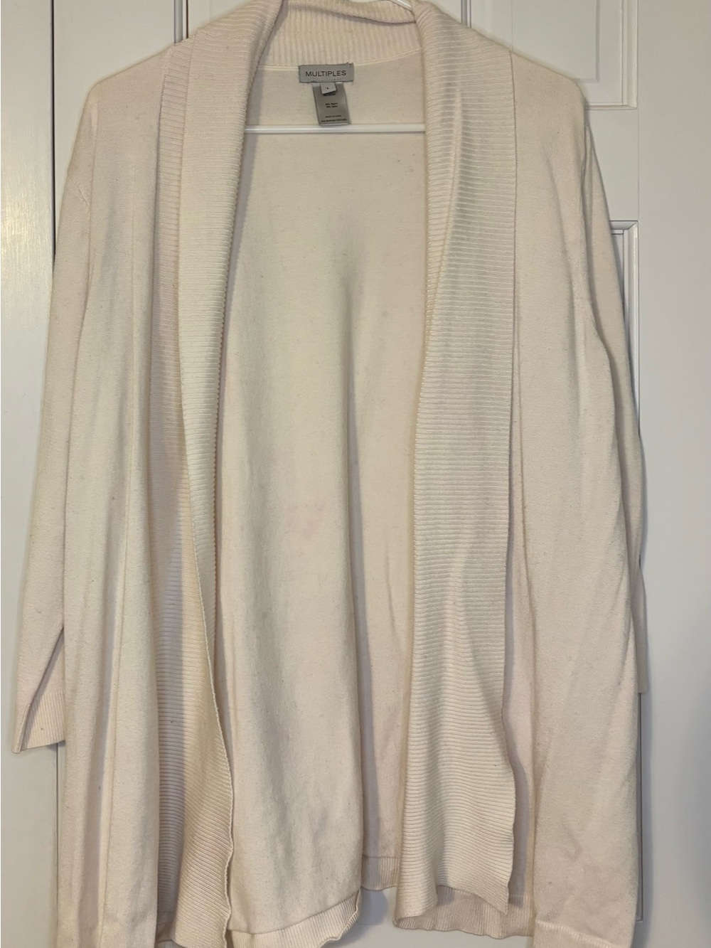 Multiples Ivory Open-Front Women's Cardigan Sweater L